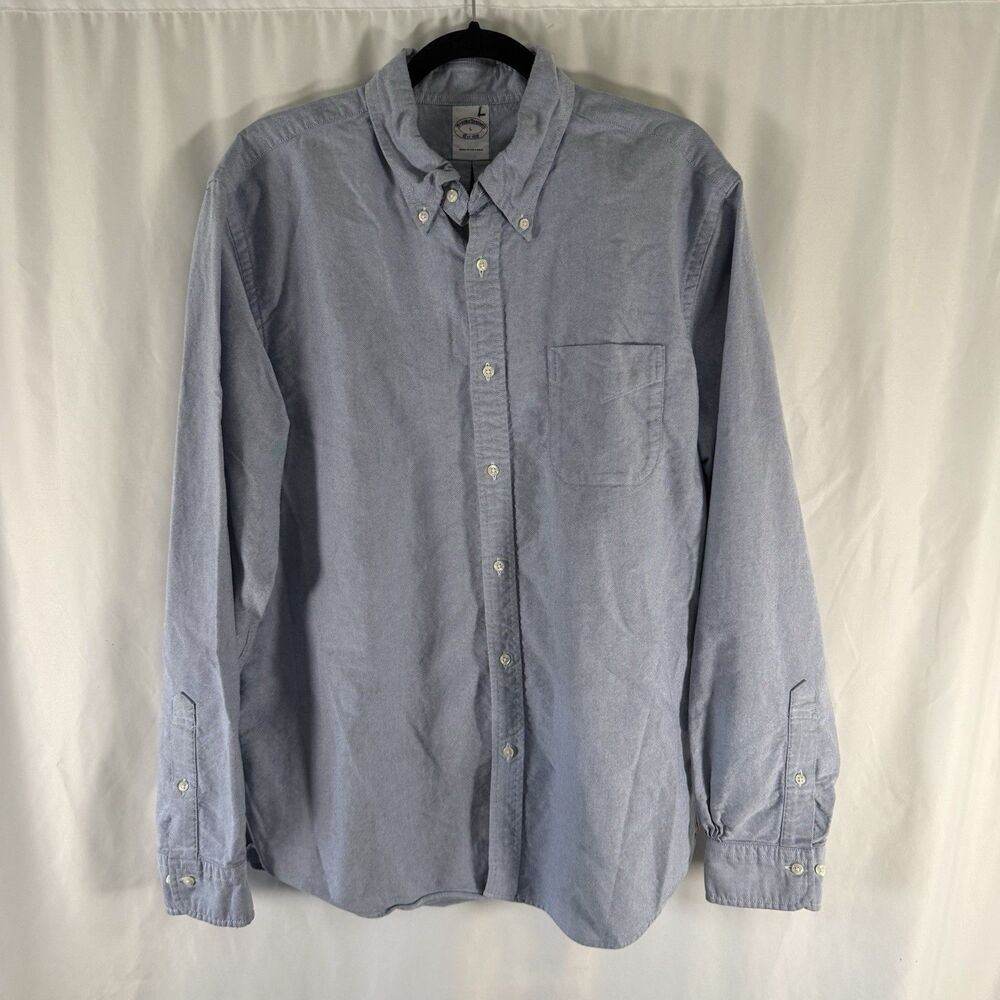 Brooks Brothers Dress Shirt Men's Large Blue Button Up Long Sleeve Collared